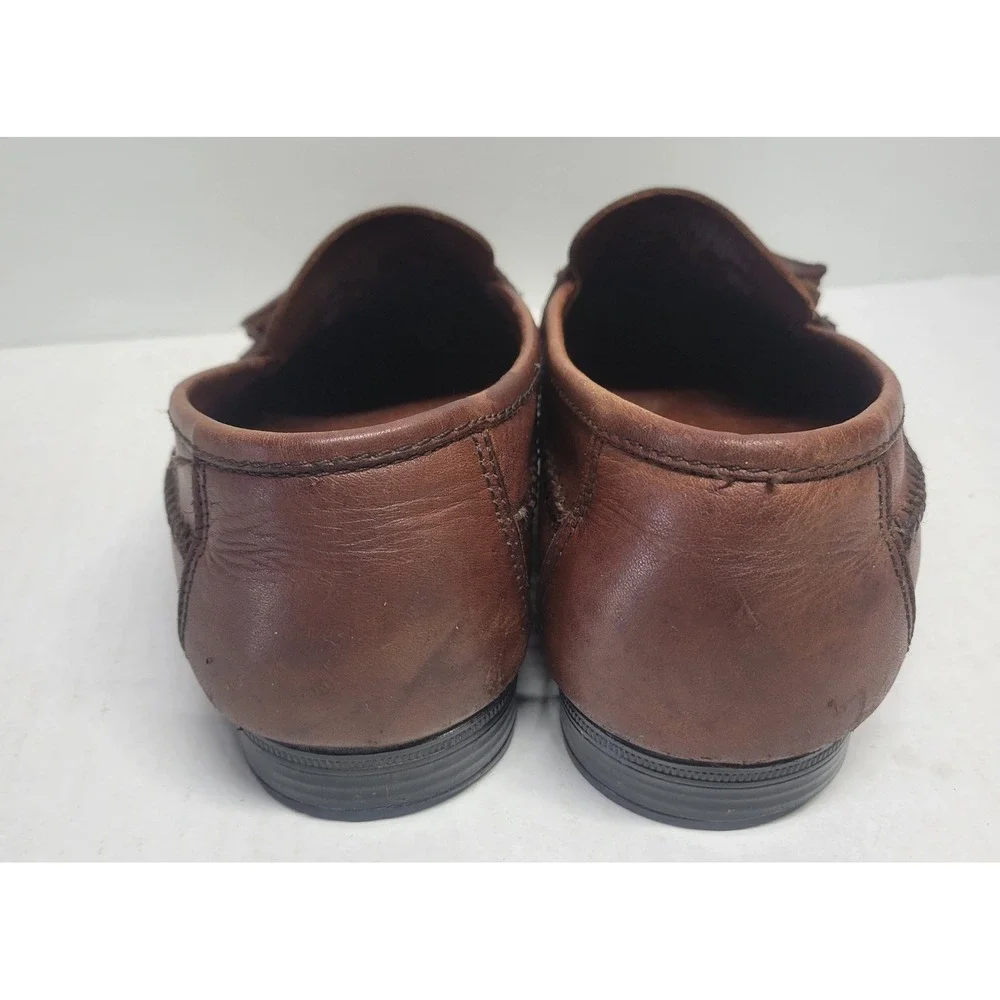 Woodbridge Mens Brown Woven Leather Tassel Loafers Made in Brazil Size 8.5
